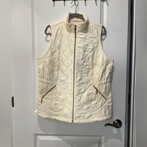 Talbots Women’s Cream Quilted Zip-Up Vest – Gold Hardware – Size X